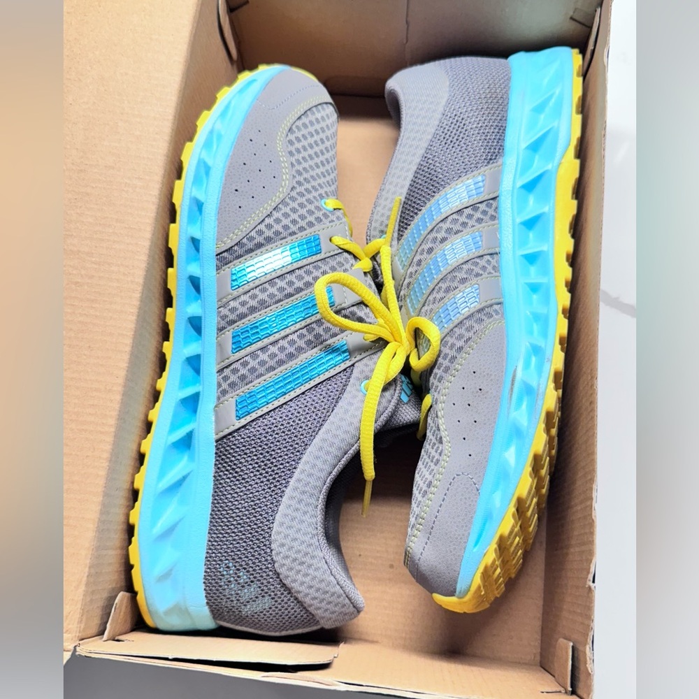 Womens Adidas Falcon Elite 2 Gray Blue Running Shoes Sneakers - Picture 2 of 8